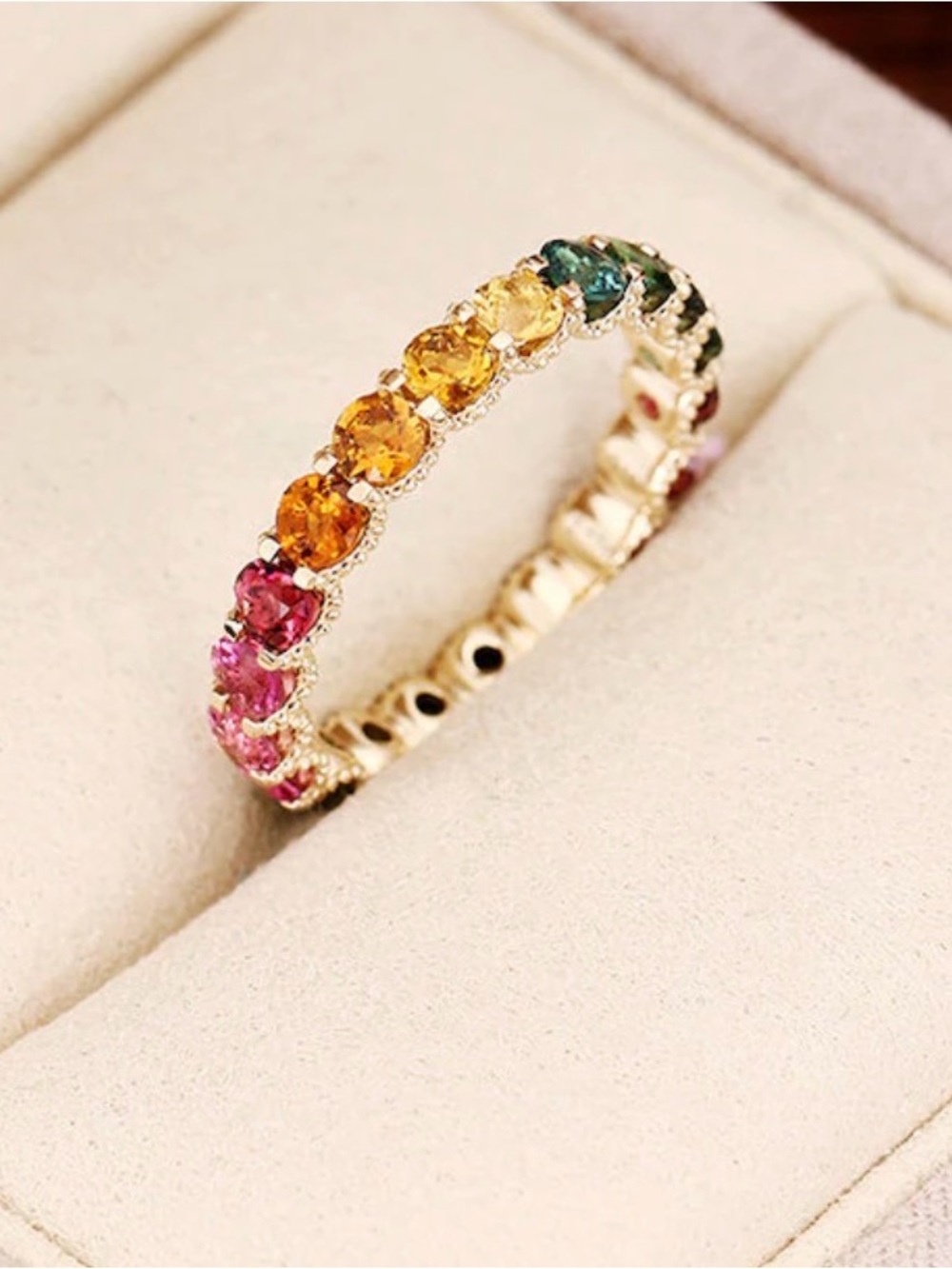 Natural Tourmaline Multi Color Stone 10 ct gold ring Size 5.25